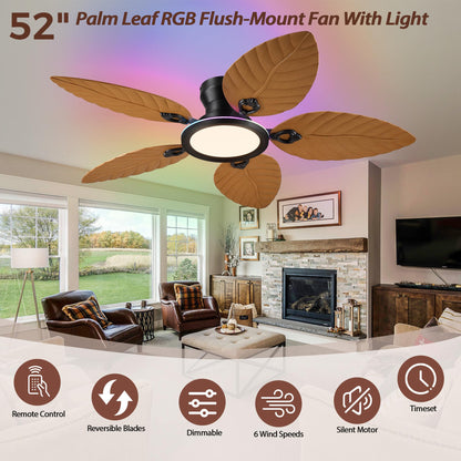 Ceiling Fans with Lights (Wood RGB)