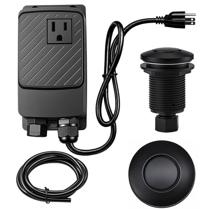 Garbage Disposal Air Switch Kit (Single Outlet SHORT/2.83" / Matte Black)