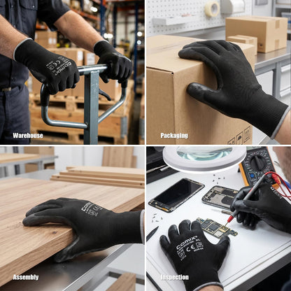 PU Coated Work Gloves for Men & Women (Large)