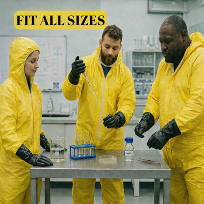 Yellow Hazmat Suit Coveralls with Long Gloves & Shoe Covers (5X-Large)