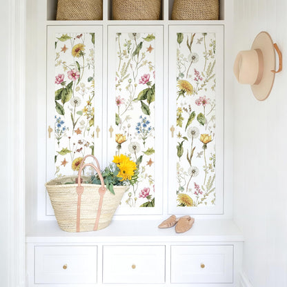 Floral Peel and Stick Wallpaper Wildflower Leaf 16.9"x118.1" (Colorful / 16.9" x 118.1")