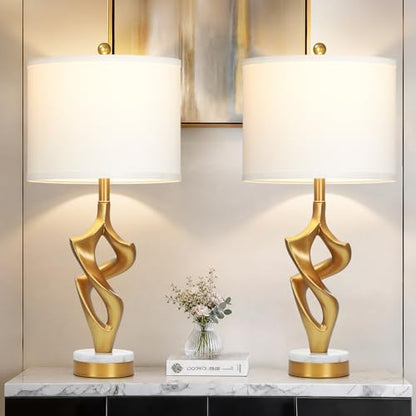 Marble Table Lamps Set of 2