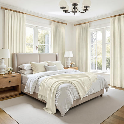 70 Inch Extra Wide Pinch Pleated Blackout Curtains for Living Room 2 Panels (Cream / 70"W x 90"L (Pack of 2))