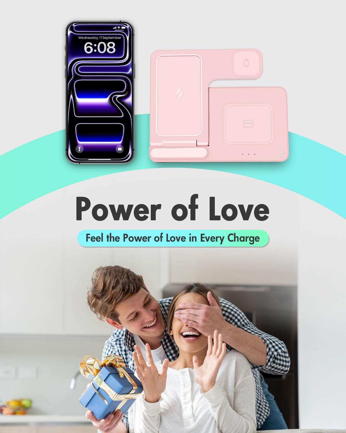 Wireless Charger iPhone Charging Station for Apple Multiple Devices (Pink)