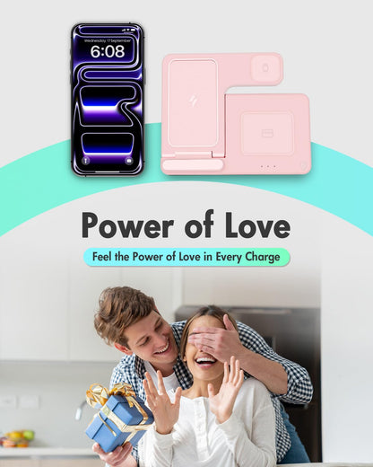 Wireless Charger iPhone Charging Station for Apple Multiple Devices (Pink)