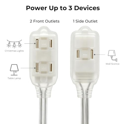Clear Extension Cord with Multiple Outlets 2 Prong 16 Gauge