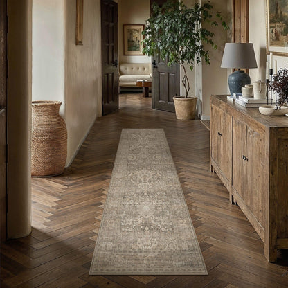 Hallway Runner Rugs 2x6 Light Brown Vintage Rug (Retro | Light Brown / 2' x 6' (Runner))