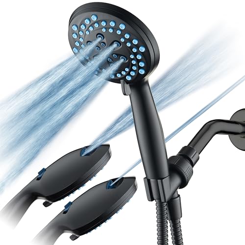 Seen-On-TV High Pressure 8-mode Handheld Shower Head - 2-mode Power Wash to Clean Tub, Tile & Pets, Stay-Clean Nozzles, Extra Long 6 ft. Stainless Steel Hose, Wall & Overhead Brackets