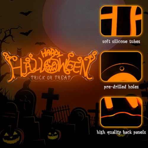 Larger Happy Halloween Neon Sign Pumpkin LED Trick or Treat Wall Decor (Halloween)