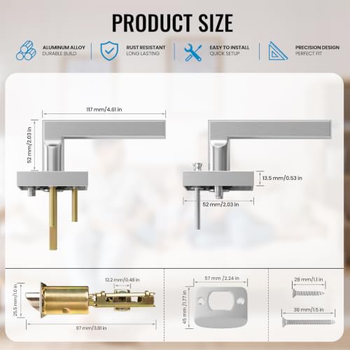 6 Pack Interior Privacy Door Handles (Satin Nickel)