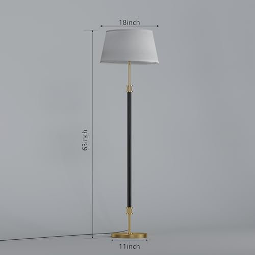 Mid Century Modern Floor Lamp with 18” Oversized Linen Shade