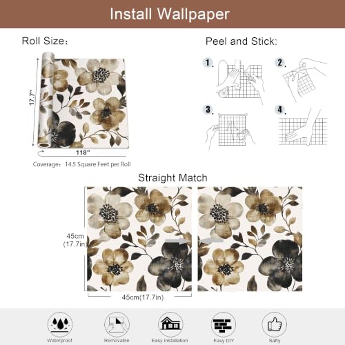 Modern Floral Peel and Stick Wallpaper