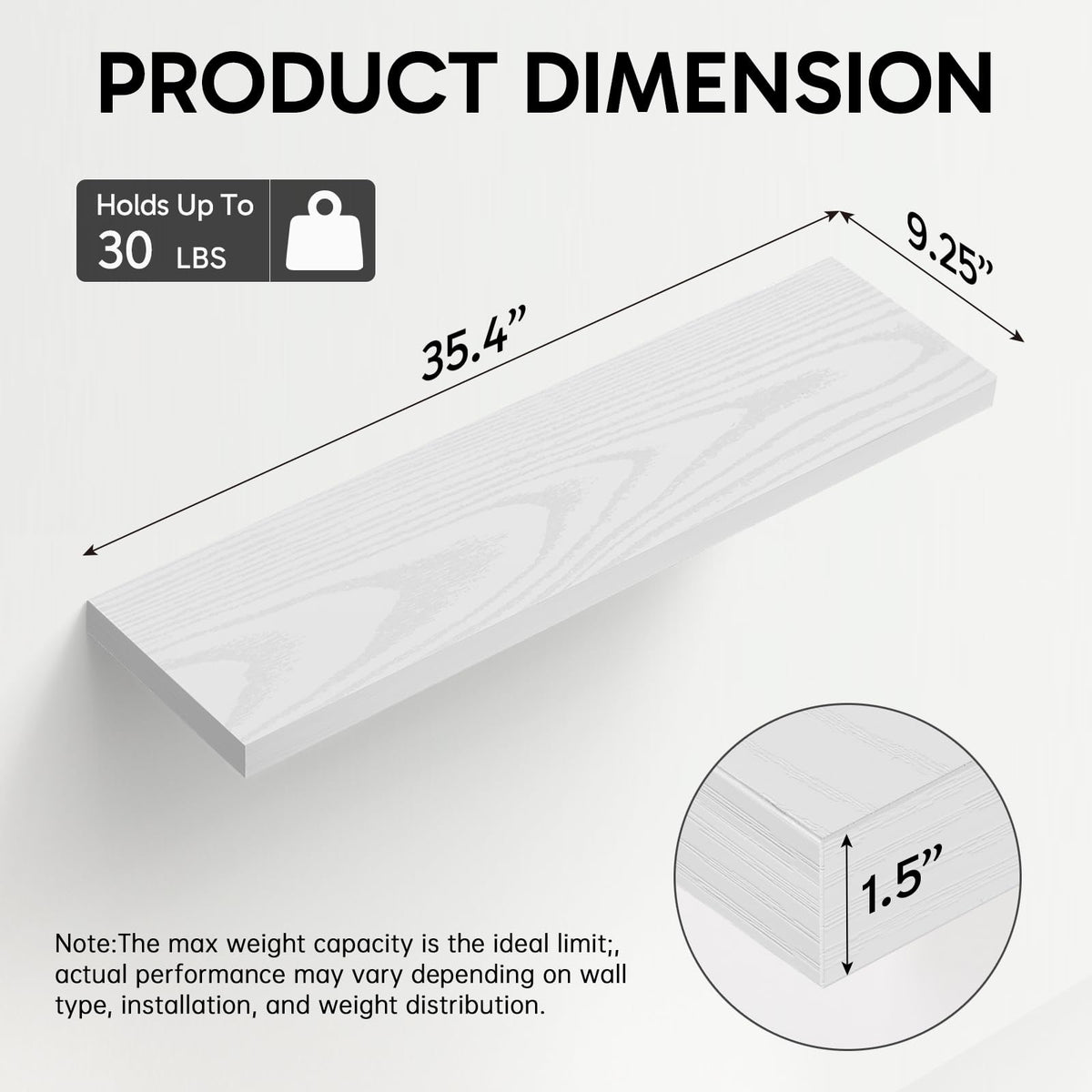 White Floating Shelves 35.4in (C. White - Modern Minimalist Style / 35.4inches)