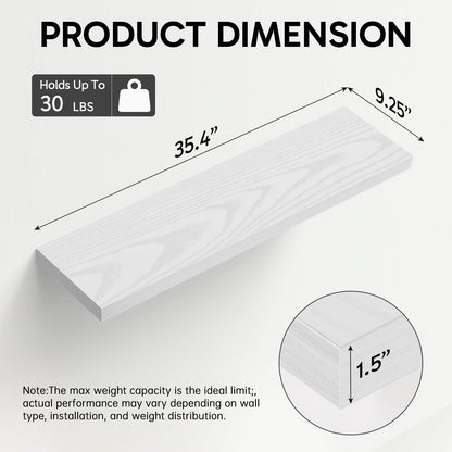 White Floating Shelves 35.4in (C. White - Modern Minimalist Style / 35.4inches)