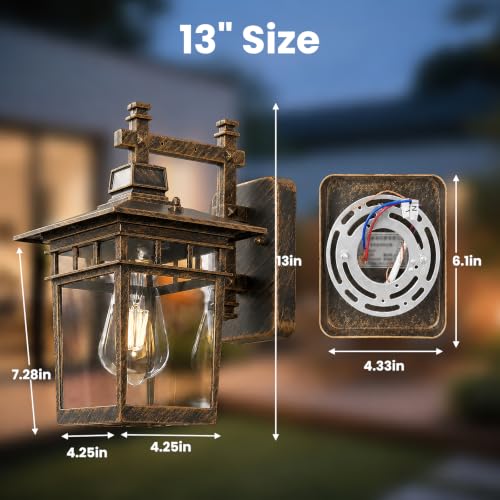 13'' Medium Outdoor Wall Light Fixture with Closed Bottom