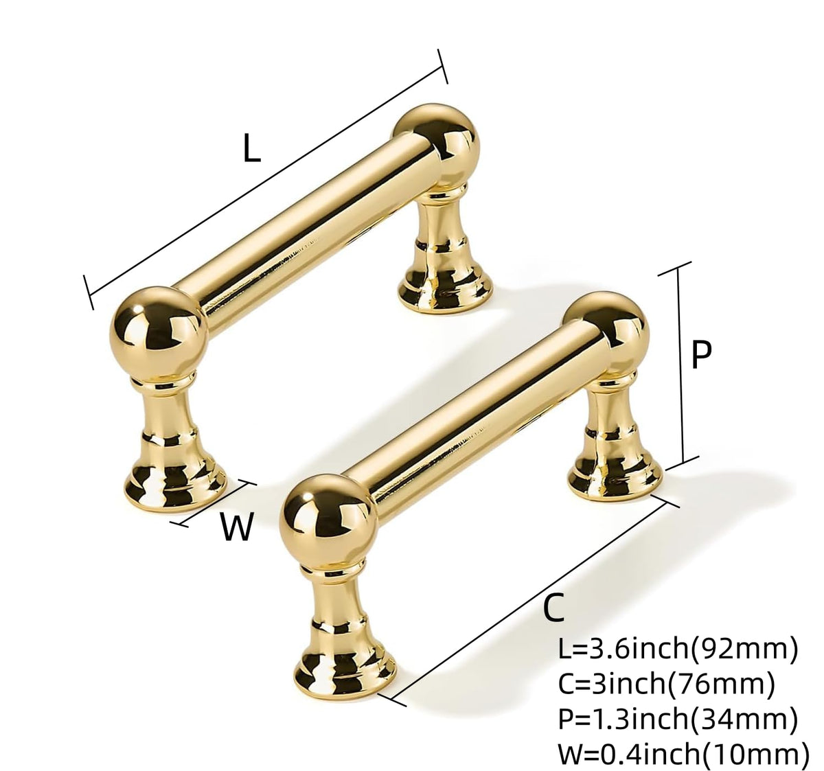 5 Pack 3 Inch Solid Handles Real Unlacquered Brass Cabinet Pulls (Unlacquered Brass / 3 Inch)
