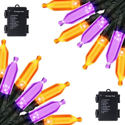 Orange Purple Halloween Lights (Orange&Purple / 2 Pack)