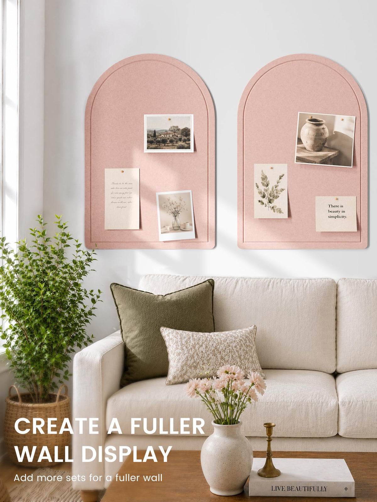 Large Arched Felt Bulletin Board 35.4''×23.6'' (Pink)