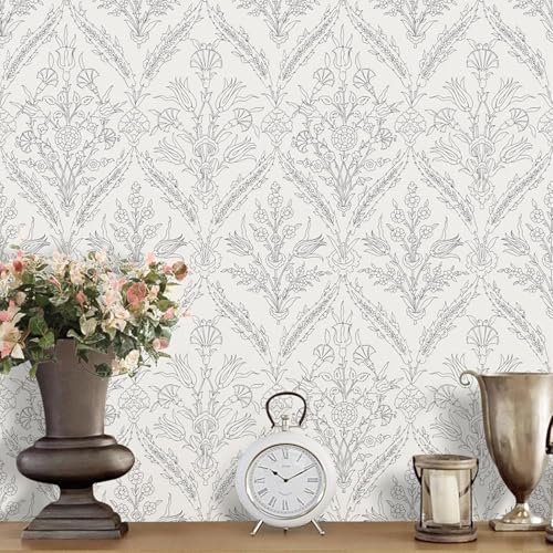 Peel and Stick Wallpaper Vintage Boho Beige Leaf Contact Paper Floral Thicken Self Adhesive Decorative Flower Peel and Stick Wallpaper Removable for Bedroom Bathroom Cabinets Botanical Roll