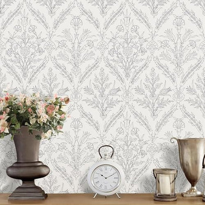 Peel and Stick Wallpaper Vintage Boho Beige Leaf Contact Paper Floral Thicken Self Adhesive Decorative Flower Peel and Stick Wallpaper Removable for Bedroom Bathroom Cabinets Botanical Roll
