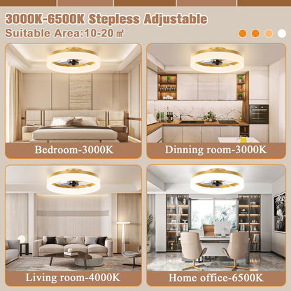 Low Profile Ceiling Fans with Lights and Remote (Gold / 15.7 INCH)