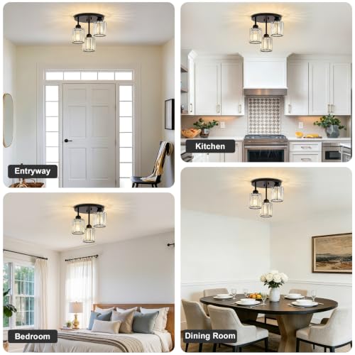 Crystal Semi Flush Mount Ceiling Light