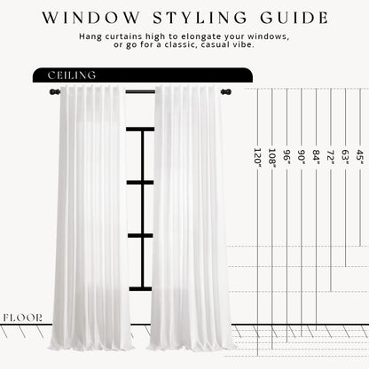 White Linen Curtains 108 Inches Long for Living Room 2 Panels (White / 52"W x 108"L (Pack of 2))