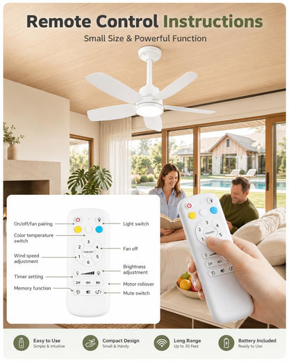 Ceiling Fan with Light (White / 28inch)