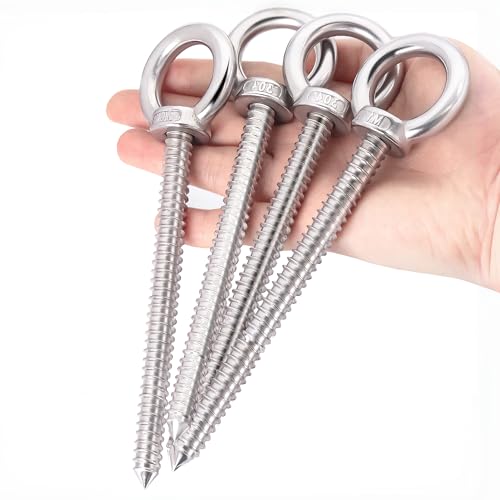 6.3 Inch Heavy Duty Eye Hooks M10 Self Tapping Eyelet Screws for Hammock Stand