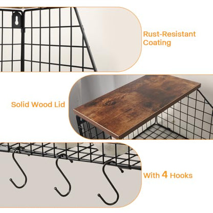 Laundry Room Shelves Wall Mounted with Storage Basket