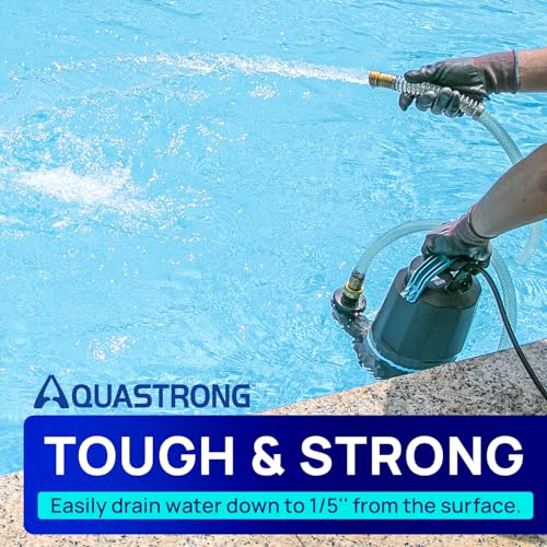 Sump Pump Submersible Water Pump Thermoplastic Portable Utility Pump High Flow Water Removal for Swimming Pool Garden Pond Basement Window Wells with 10ft Long Power Cord