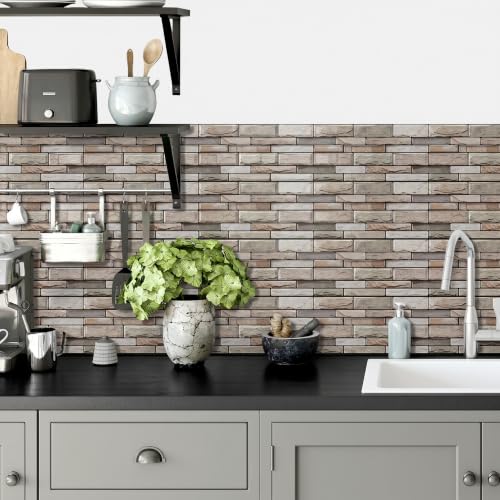 10 Sheet Brick Peel and Stick Kitchen Backsplash Tiles