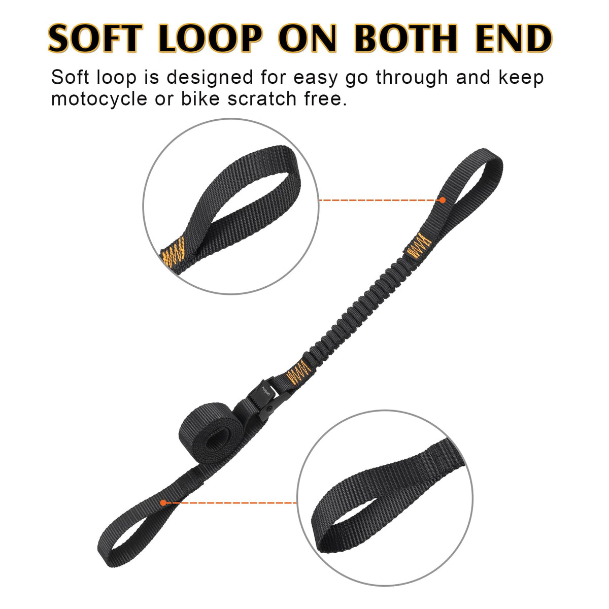Motorcycle Luggage Straps Stretch Adjustable Straps with Clips for Securing (Black / 0.75"x52"-4pcs)
