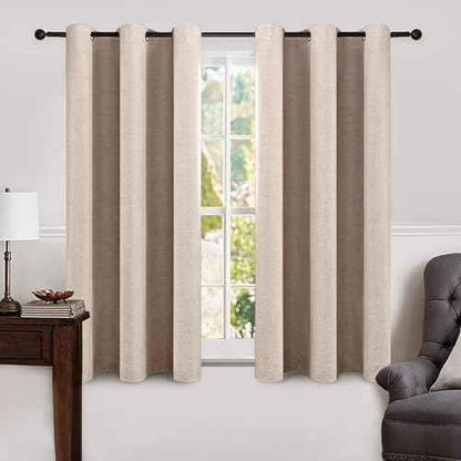 100% Blackout Linen Curtains for Bedroom 42x54 Inches Natural Beige (Beige / 42"W x 54"L (Pack of 2))