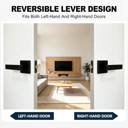 Black Door Handle Heavy Duty Interior Door Lever with Lock