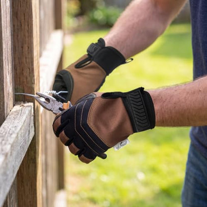 Work Gloves for Men Women Breathable Canvas Gardening Gloves for Yard Work Garage Mechanic Touchscreen Compatible