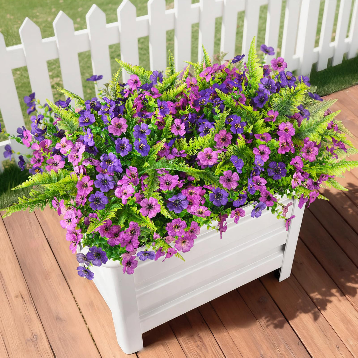 Artificial Flowers for Outdoor Faux Plants Fake Flowers Spring Decor (Light Purple Deep Purple / 12 PCS)