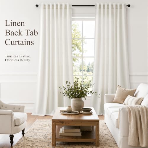 Natural Linen Curtains 105 Inches Long for Living Room 2 Panels (Natural / 52"W x 105"L (Pack of 2))