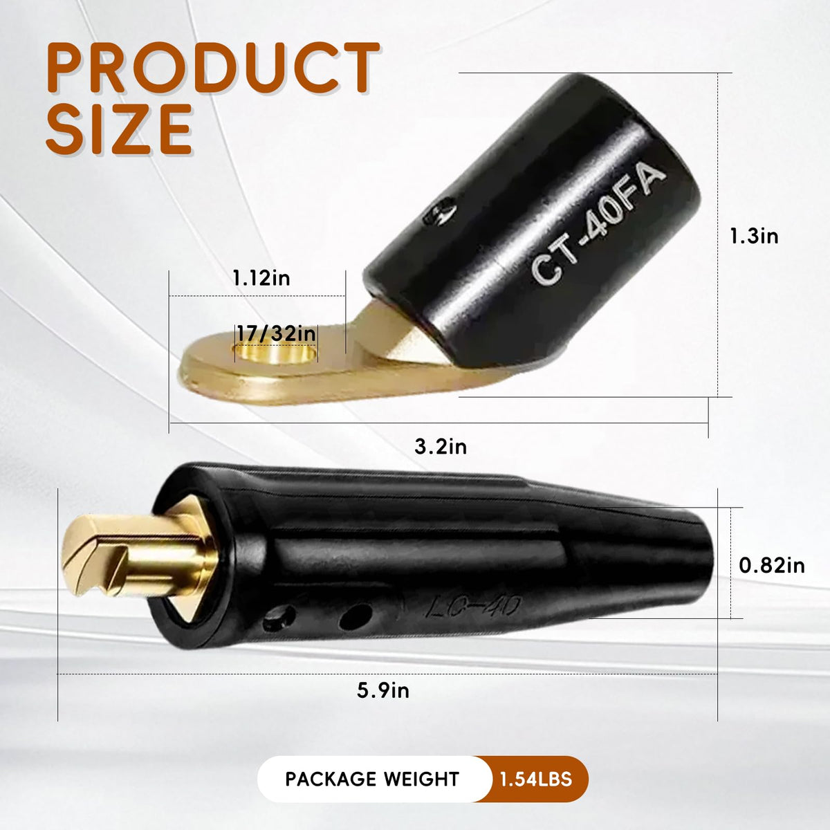 2PCS LC 40 Welding Cable Connectors & CT (Black Lc-40 & Ct-40fa)