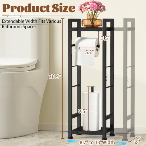 Toilet Paper Holder Stand with Shelf