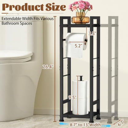 Toilet Paper Holder Stand with Shelf