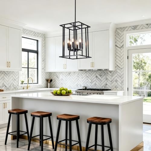 Small 6 Light Black Farmhouse Chandelier