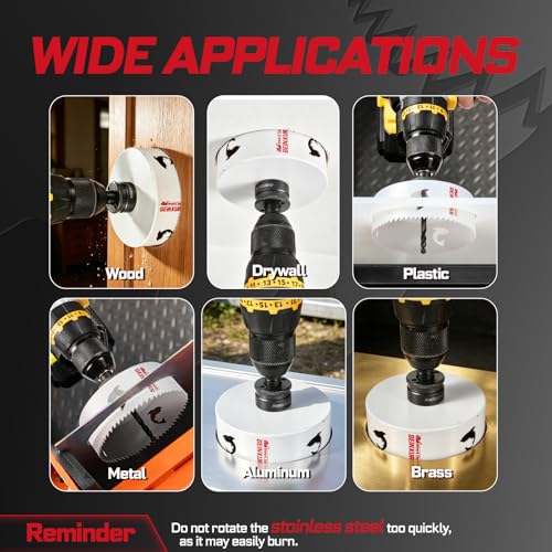 4-1/2 Inch(114mm) Hole Saw, 1PC HSS Bi-Metal Hole Saw Kit with Shark Tooth Hole Cutter for Wood,Drywall, PVC Boards and Thin Metal (1 PCS 4-1/2")
