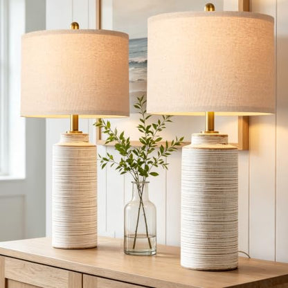 27" Vintage Ceramic Table Lamp Set of 2