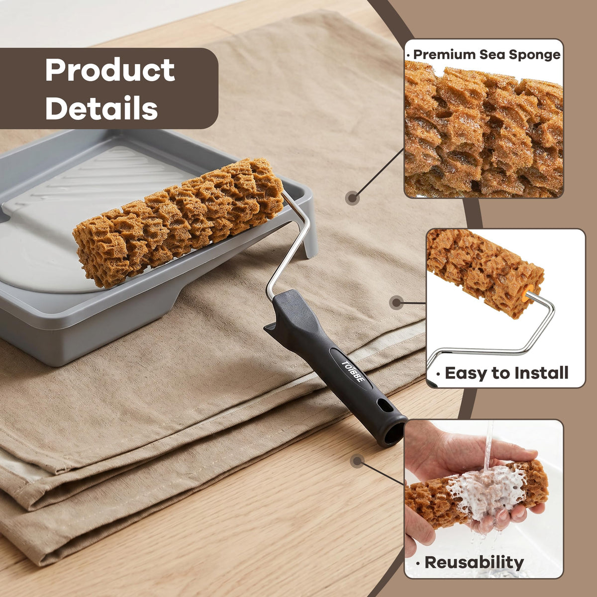 6'' Sea Sponge Roller for Painting (KJ-BR60002Y)