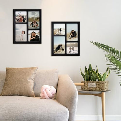 Picture Frame Collage 4x6 and 4x4 Photos Display (Rustic Black / 9.2x11.2in (1Pack))