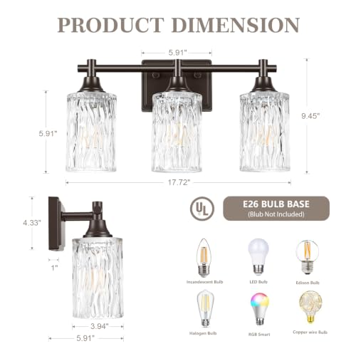 Modern 3 Light Bathroom Light Fixtures (Oil-Rubbed Bronze / 3-light)