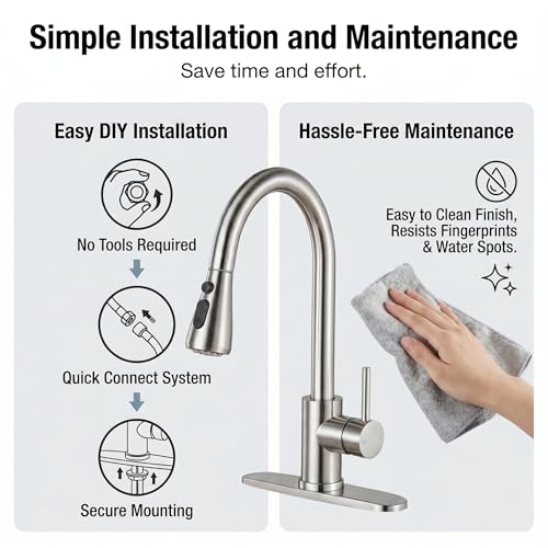Kitchen Faucets with Pull Down Sprayer (Silver)