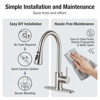 Kitchen Faucets with Pull Down Sprayer (Silver)