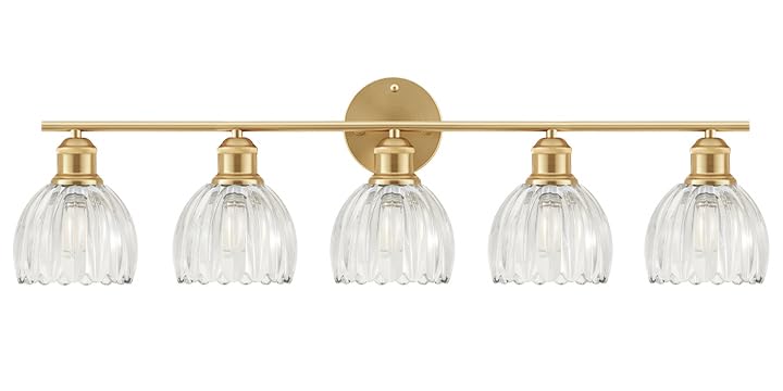Bathroom Light Fixtures (30" Gold Base-Clear / 5-light)